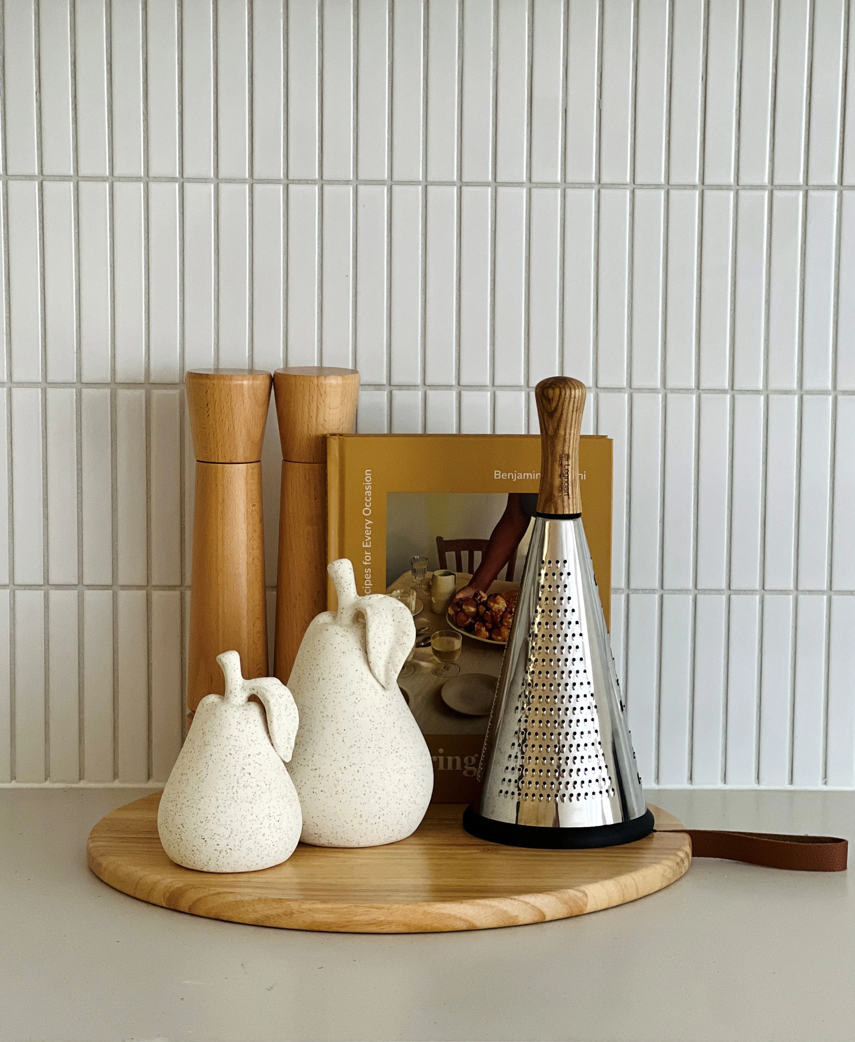 Kitchen styling detail with brushed brass tapware